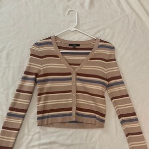 Striped long sleeve cardigan top